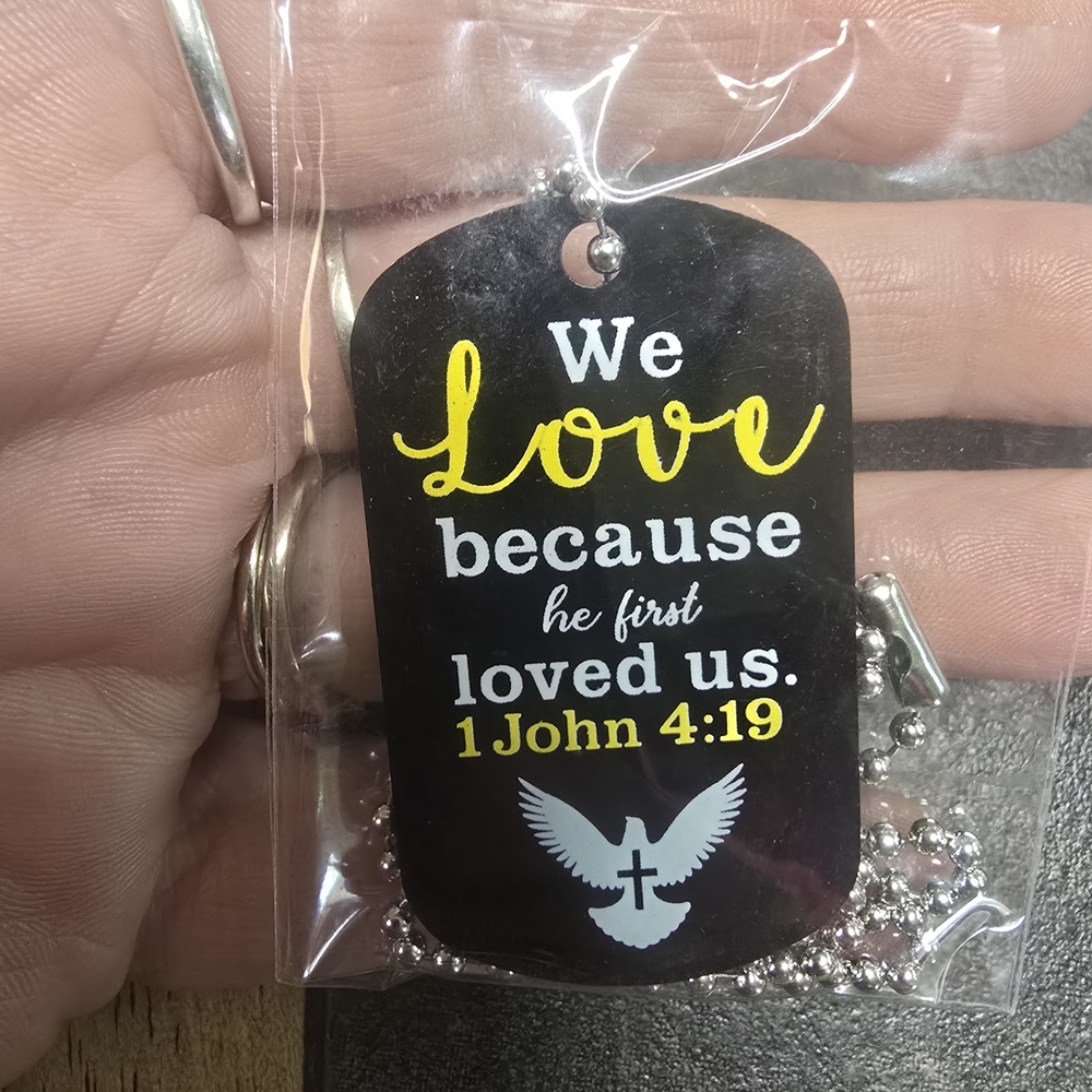 Inspirational Dog Tag Necklace with Dove Design